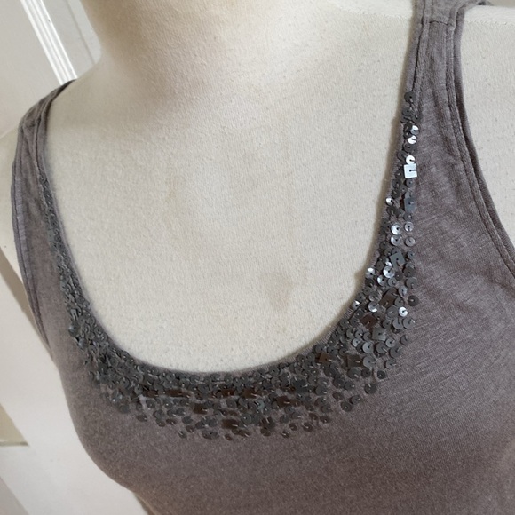 Eileen Fisher Sequined Grey Linen Tank Top Small - Picture 2 of 6